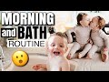 TRIPLET BABIES SUNDAY MORNING ROUTINE AND NIGHT TIME BATH ROUTINE