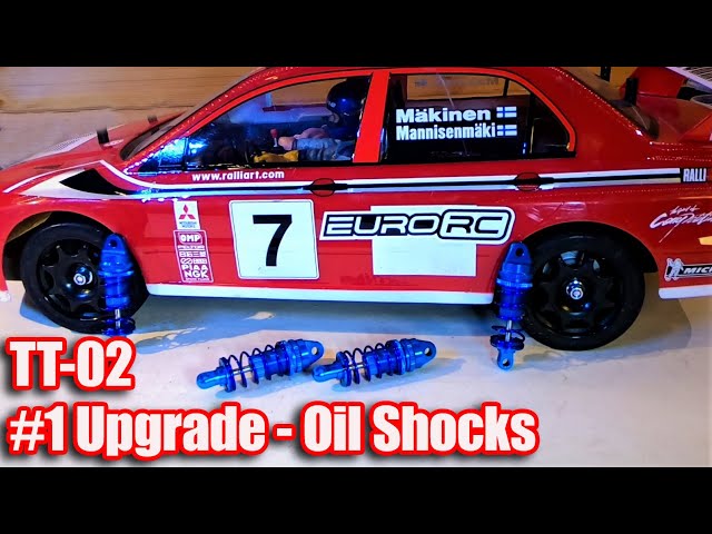 Tamiya TT-02 #1 Essential Upgrade - Oil Shocks - Includes Running Comparison & Demonstration class=