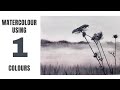 Atmospheric Wildflowers Misty Landscape Watercolour Painting Tutorial Using One Colour!!