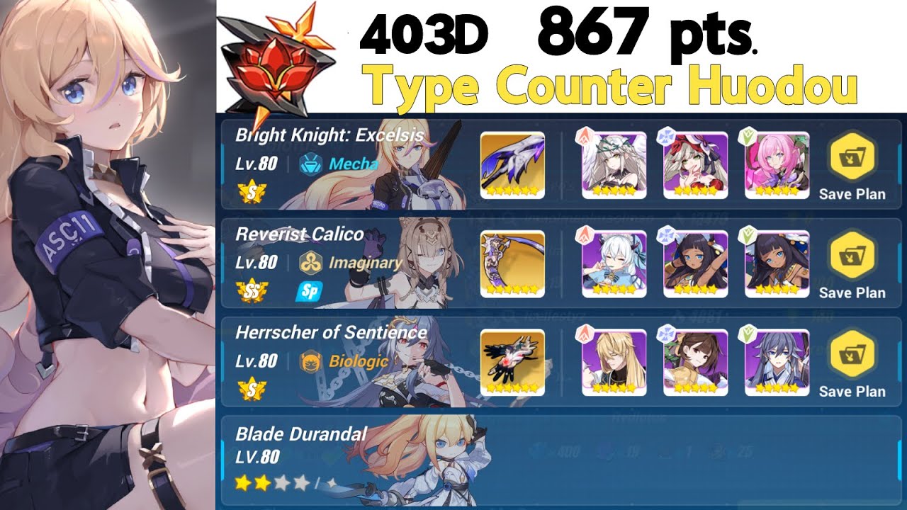 Durandal's Crit Casino | EX Abyss RL (403D) - Type Counter Huodou (867 pts.) [Honkai Impact 3rd]