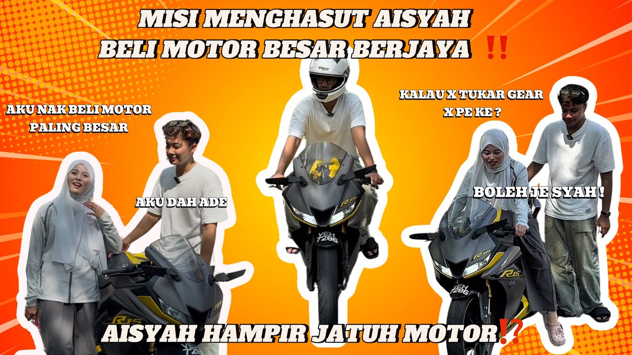 AISYAH HAMPIR JATUH MOTOR?! AIMAN AJAR AISYAH NAIK MOTOR