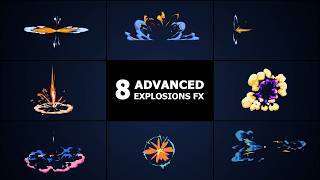 8 Hand-Drawn 2D Explosion FX Blasts (Ae, Pr, Dr, FCPX)