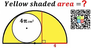 Can you find area of the Yellow shaded region | (Semicircle) | #math #maths | #geometry