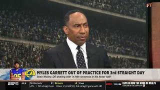FIRST TAKE | Stephen A reacts to Myles Garrett misses 3rd straight practice with lower-body soreness