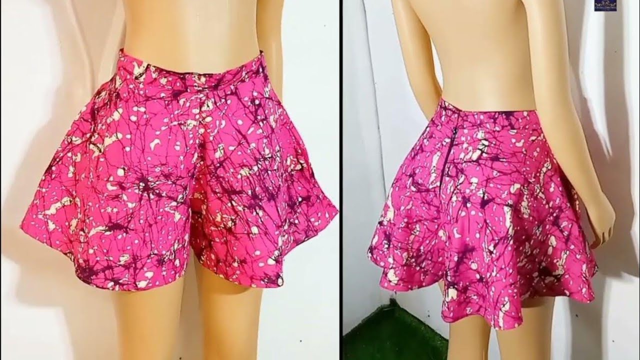 How to cut and sew a short circle pant flare pant with two side