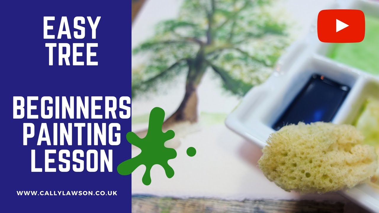 Beginners watercolour Sponge tree painting Easy Tutorial YouTube