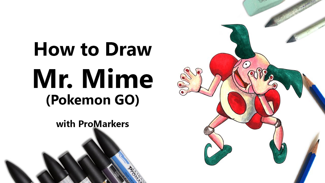How to Draw and Color Mr. Mime from Pokemon GO with ProMarkers [Speed ...