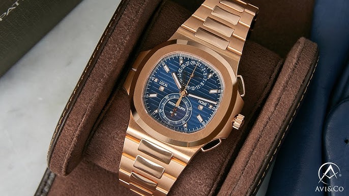 Patek Philippe Nautilus Travel Time in 18k rose gold and a deep b