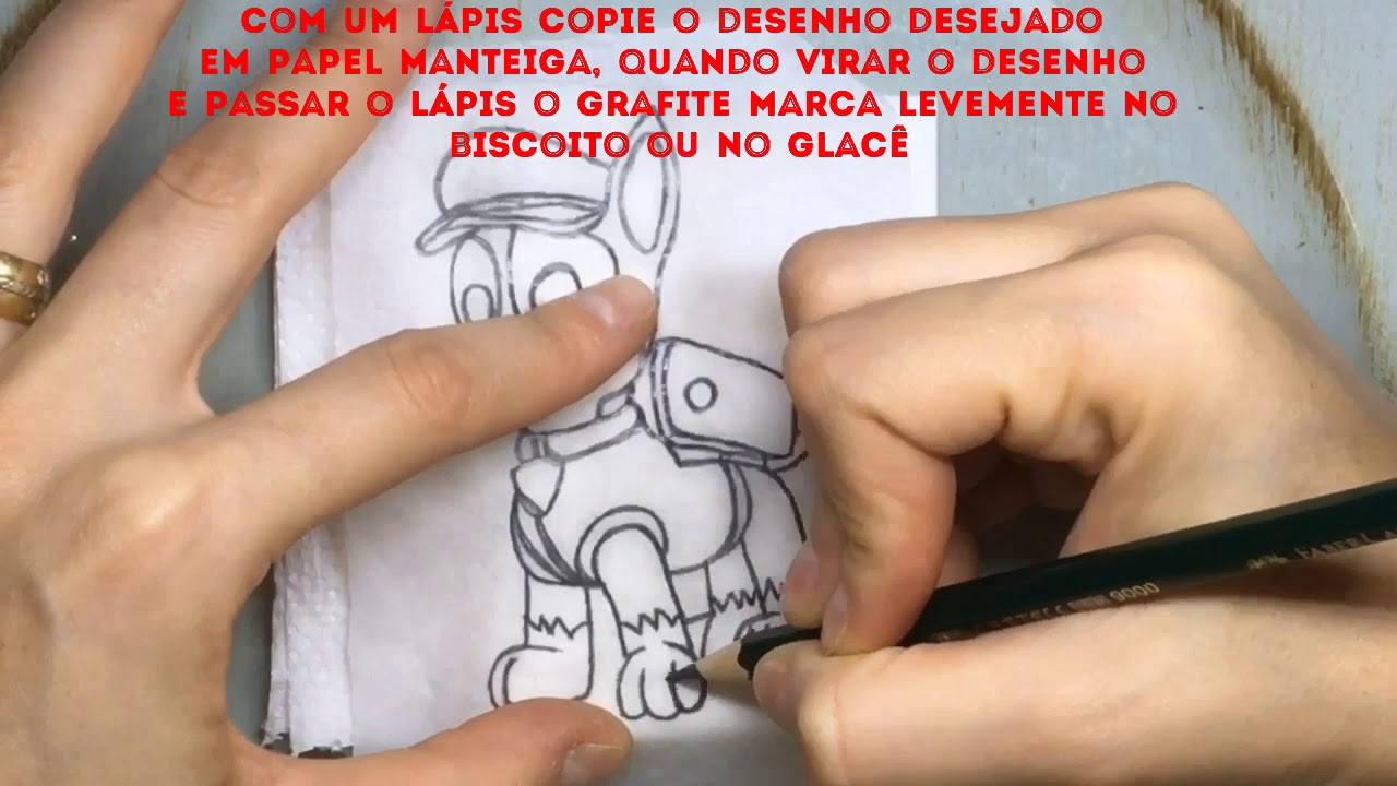 Aprendendo a passar o desenho para o biscoito. Patrulha canina