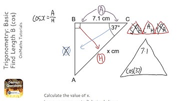 Trigonometry: Basic Find Length B (cos) (Grade 5) - OnMaths GCSE Maths Revision