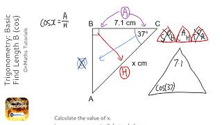 Trigonometry: Basic Find Length B (cos) (Grade 5) - OnMaths GCSE Maths Revision