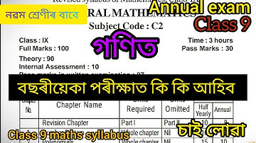 class 9 mathematics annual exam syllabus 2023 for Assamese medium// seba// #seba #class9 assam