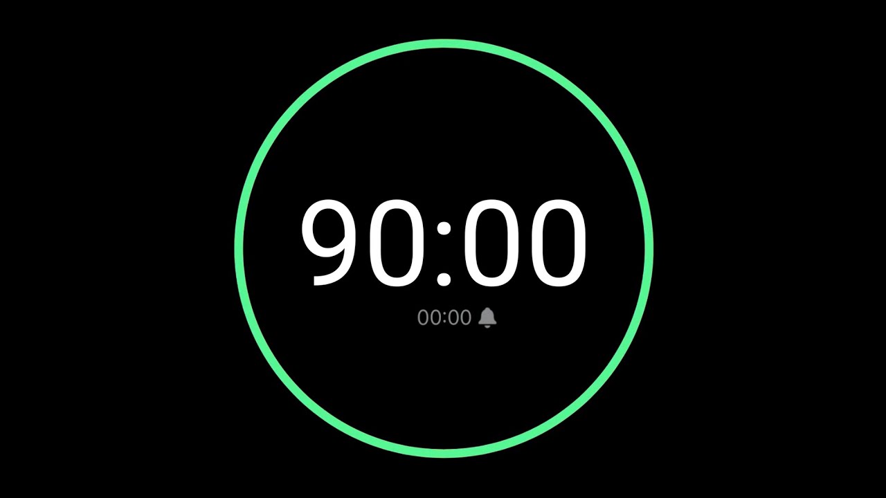 90 Minute Countdown Timer with Alarm / iPhone Timer Style 