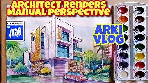 Architect Renders Manual Perspective | Arki Vlog #Watercolor #Architectural #ManualRendering