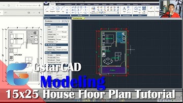 GstarCAD 15x25 House Floor Plan Tutorial For Beginner