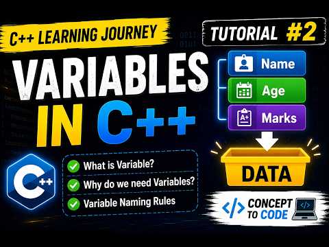 Variables in C++ | C++ Tutorial #2 | Complete Beginner Guide | Concept To Code
