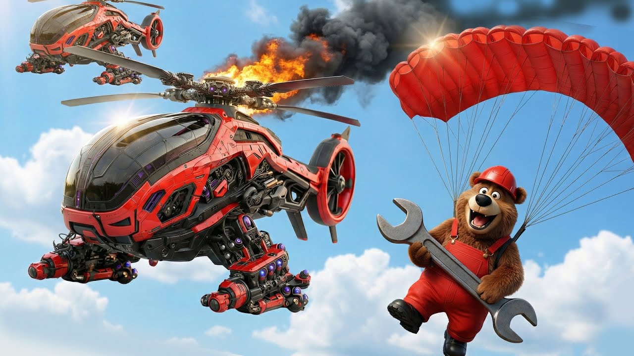 Flying Chaos: Can The Helicopter Be Saved In Time? 🚁🔥 | Funny Beast Garage Animation