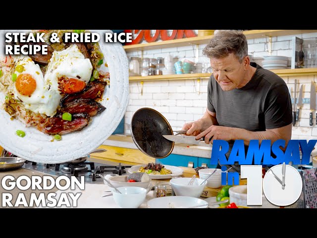 Gordon Ramsay Cooks up Steak, Fried rice and Fried Eggs in Under 10 Minutes! class=