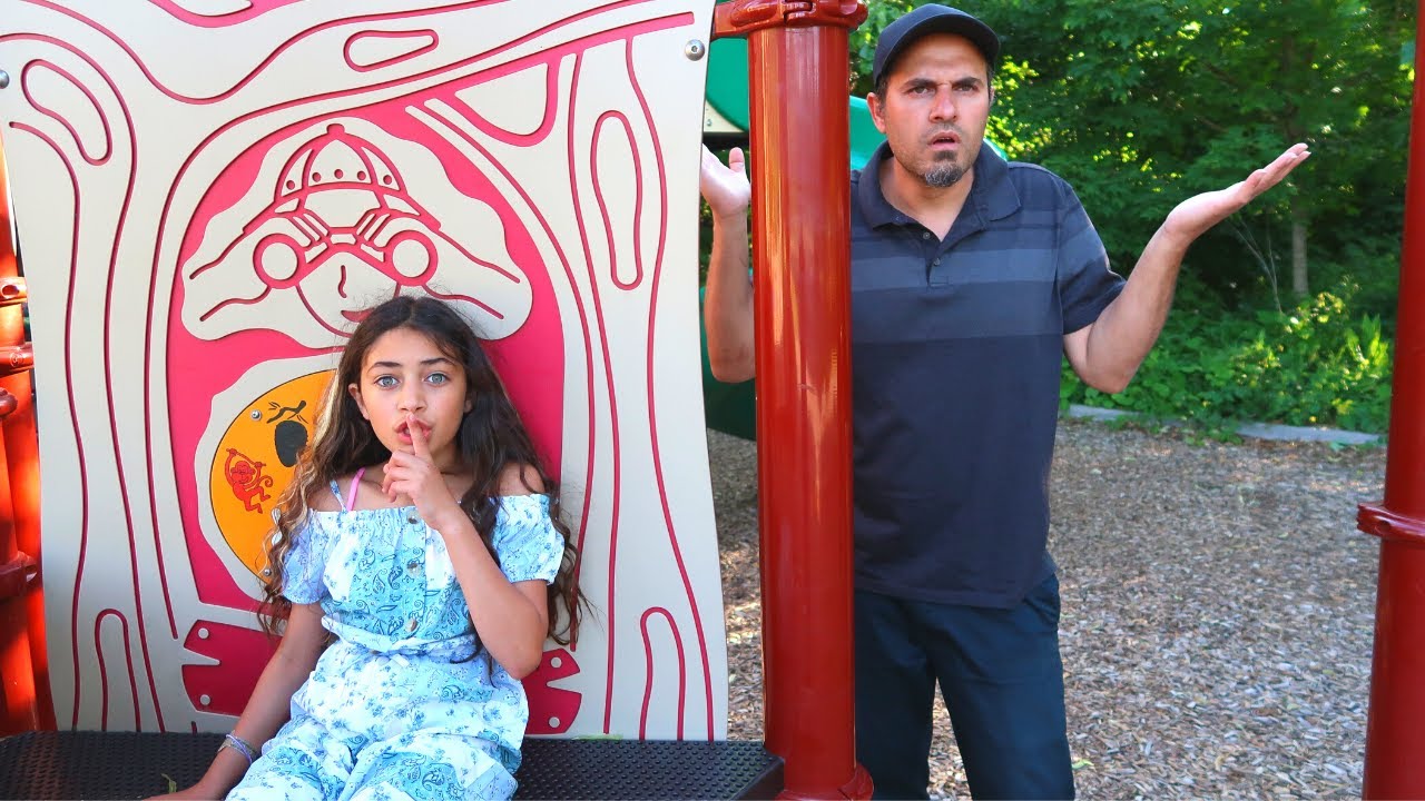 Heidi hides from her Dad at the playground for kids - YouTube