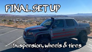 Final lifted offroad Honda Ridgeline suspension and tire set up