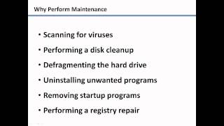 Why Should You Perform Maintenance On Your Computer - Learn Windows 7