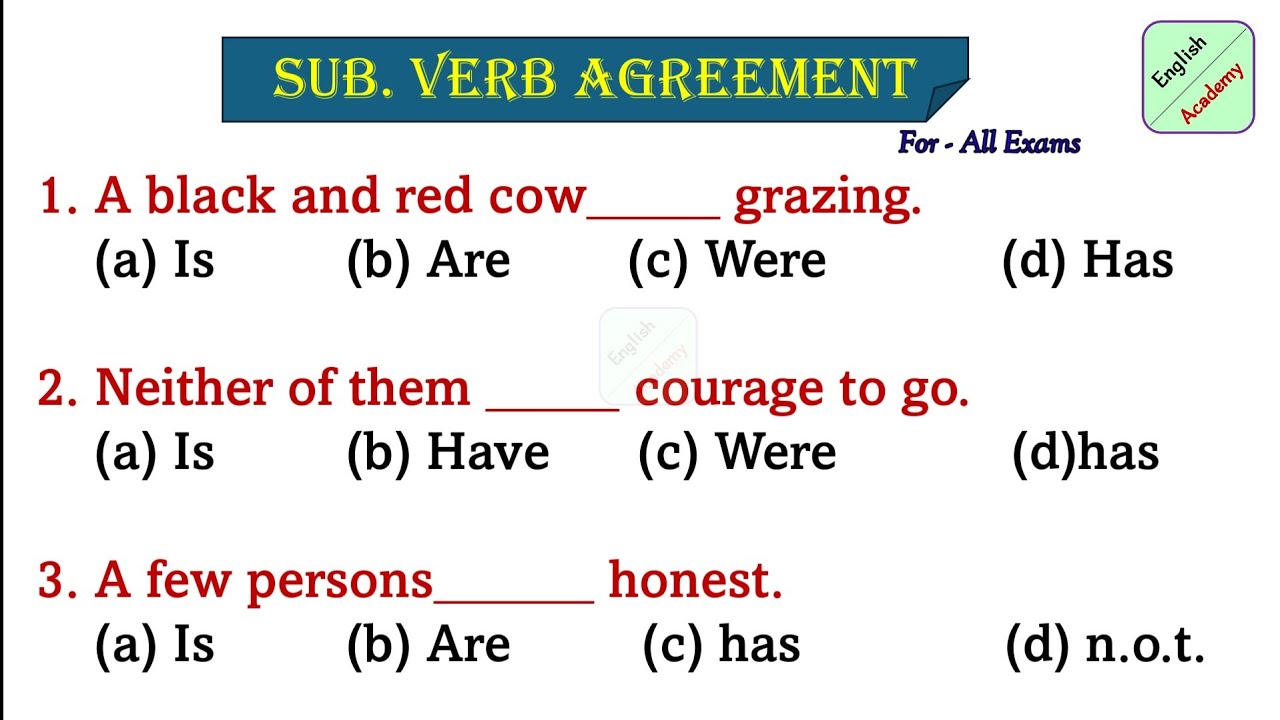 Subject Verb Agreement set 11 