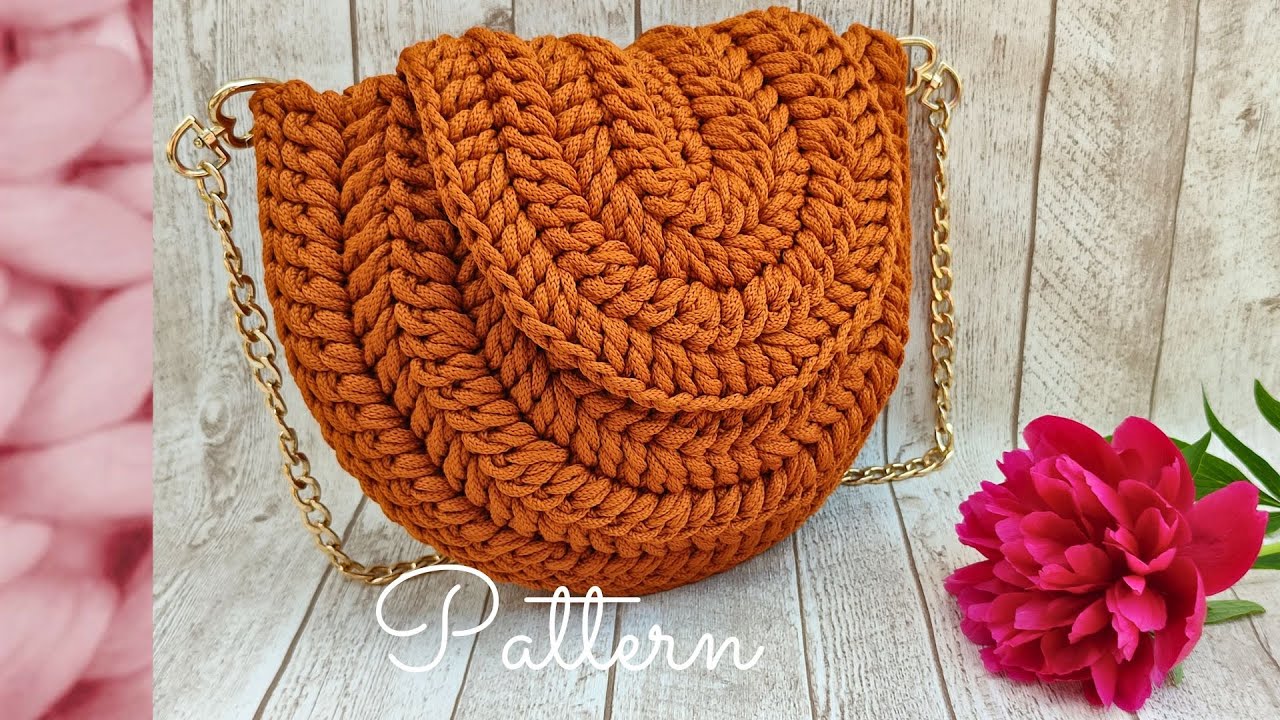 Crochet purse pattern | Small Round Crochet Bag | Crossbody Herringbone ...