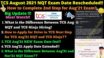 🔴TCS August 2021 NQT Exam Date Rescheduled!! How to Complete the 2nd Step Registration for Aug Exam?