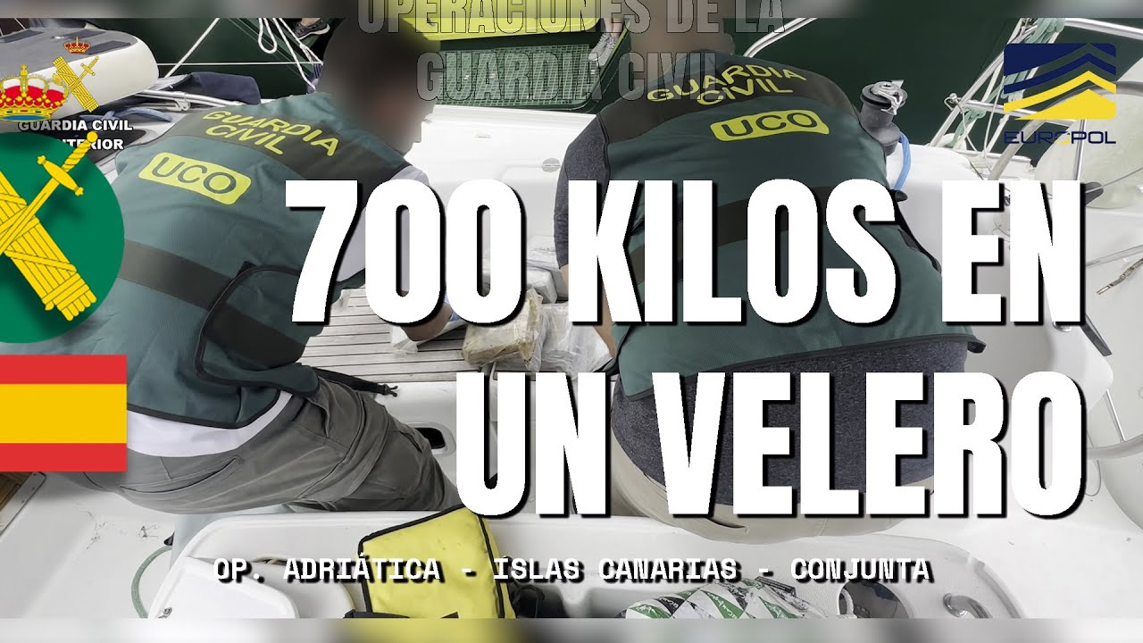 Interceptado un velero que transportaba 700 kilos de cocaína con destino a las Islas Canarias.