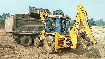 JCB 3dx Backhoe Full Loading Mud in Tata Tippers Truck l JCB video 