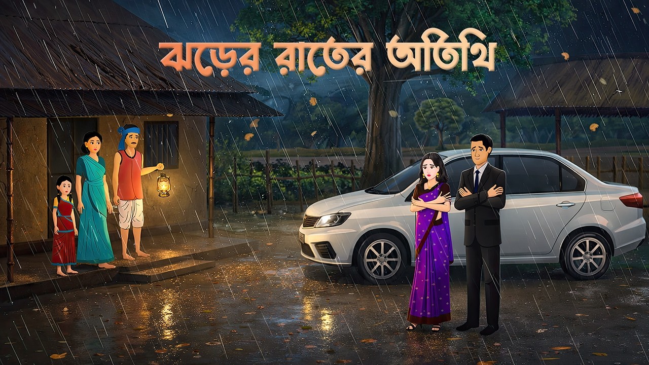 ঝড়ের রাতের অতিথি | Bengali Moral Story | Bangla Village Cartoon | Golpo Konna