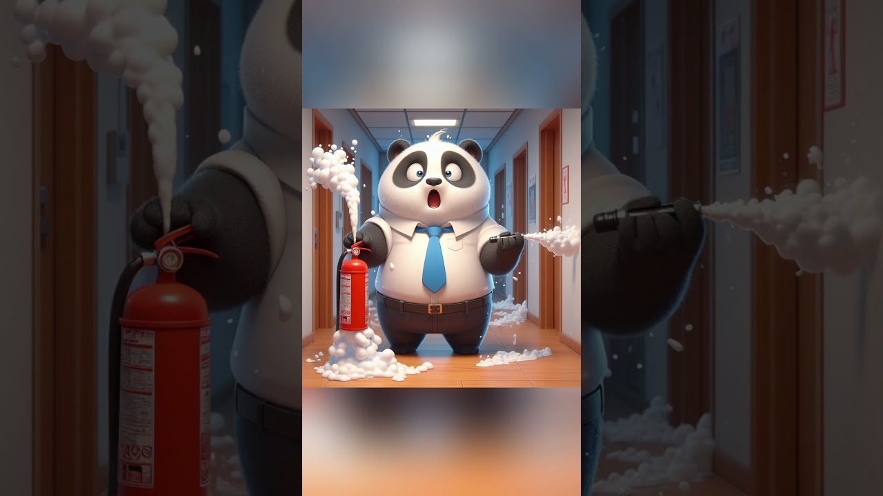 熊猫笨笨职场灭火器演习大冒险，笑翻全场！
