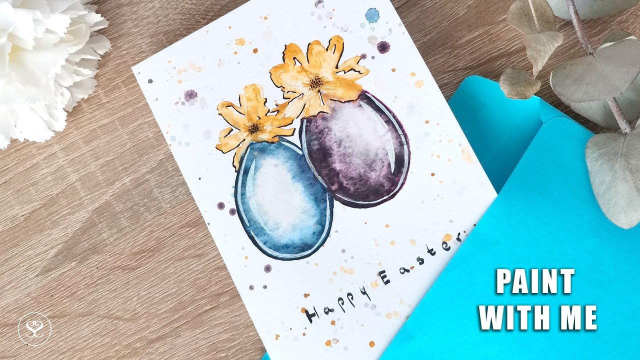 Watercolor Easter Cards PAINT WITH ME - real time DIY - YouTube
