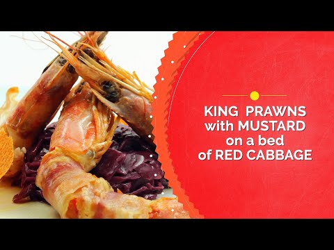 King Prawns with Mustard on a bed of Red Cabbage