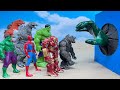 Team Hulk vs Spiderman vs Team GODZILLA vs King Kong - Monsters Come out of a colorful box