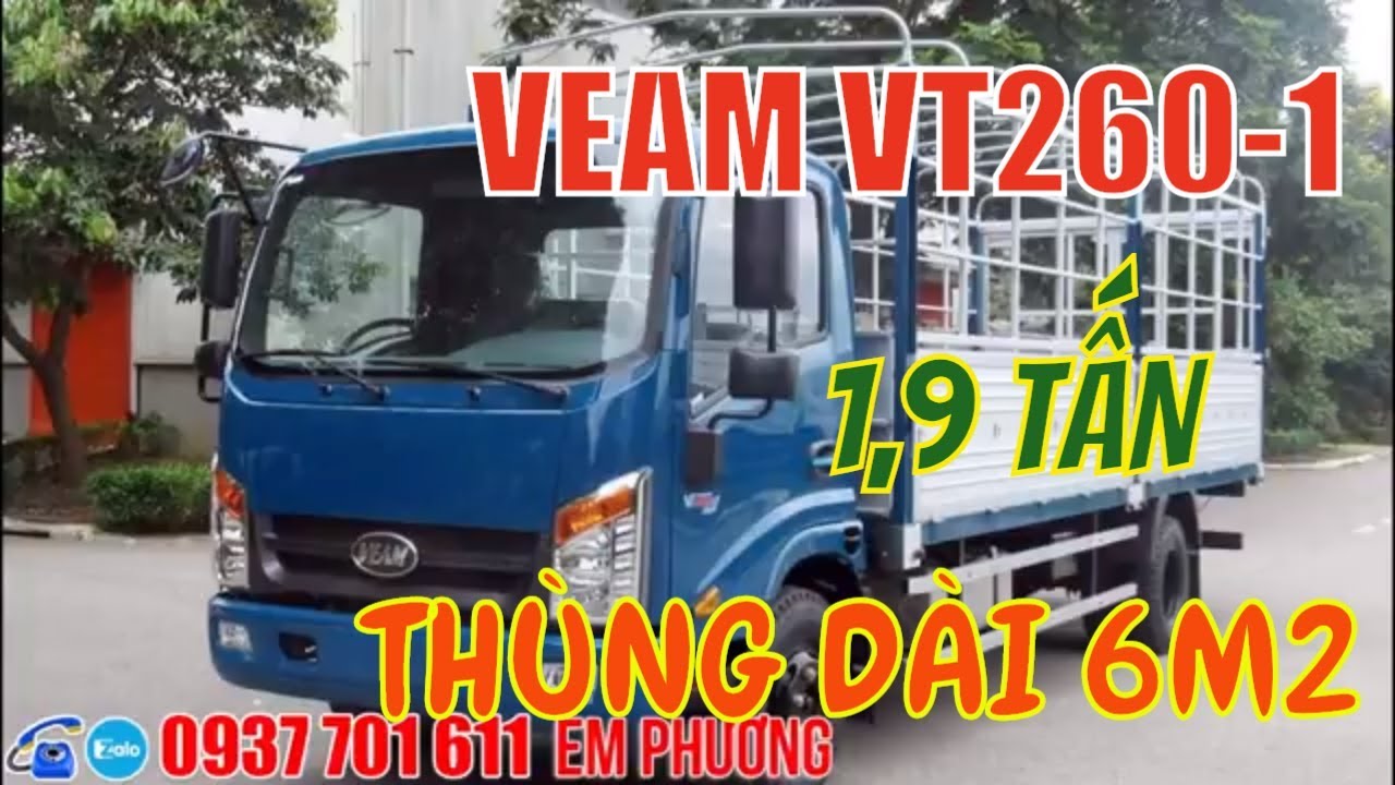 Xe tải Veam VT260-1 1,9 tấn/ 1t9, thùng dài 6m2 Euro4 , sx 2018 - YouTube