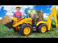 Tractors, Crane, Excavator Bruder JCB 5CX working - Funny Stories for Kids | Compilation Toys 2 Boys