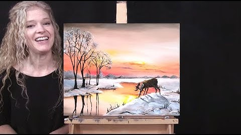 How to Draw and Paint SUNRISE MORNING MOOSE with Acrylics - Paint and Sip at Home - Fun Art Tutorial