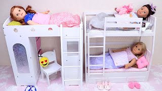 Nuevo dormitorio para muñecas hermanas con muebles de juguete I Juguetes Muñecas cree habitación