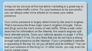 Article Marketing Strategy - Writing Niche Articles to Increase Online Presence