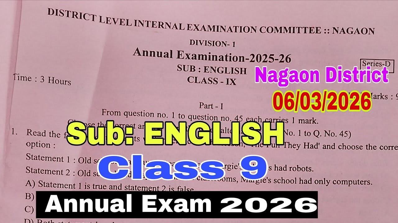 Annual Exam 2026 / Class 9 / English/ Solved/class 9 english annual ...