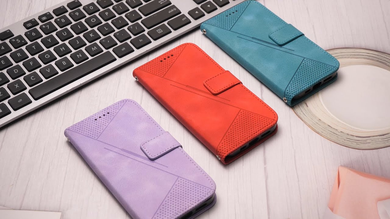 Custodia Realme C55 Kukoufey - Flip Cover In Pelle Con Portacarte Blu