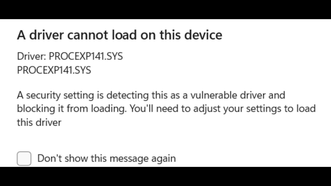 Fix Error PROCEXP141.SYS Driver Cannot Load On This Device - YouTube Fix Error PROCEXP141.SYS Driver Cannot Load On This Device - YouTube