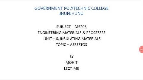 ME203, unit 6 insulating material - asbestos