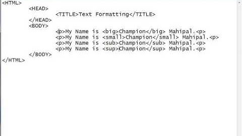 Learn HTML Tutorial 13 big small sub and sup tag with example