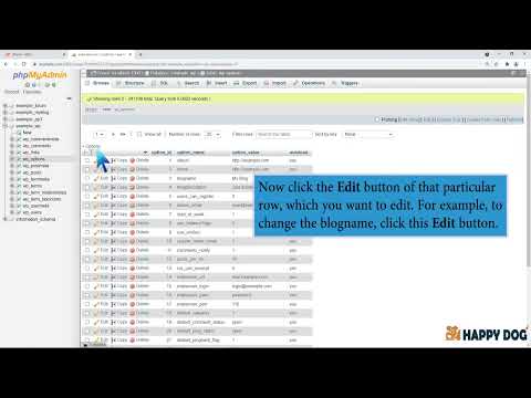 How to edit a database table via phpMyAdmin in cPanel with Happy Dog Web Hosting