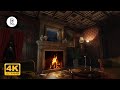 🔥 Cozy Victorian Room - Soothing Crackling Fire, Howling Wind & Thunder Sounds ( no rain )