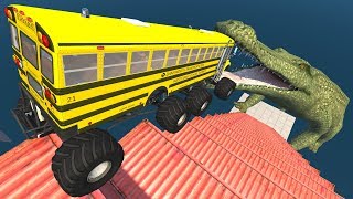 Jumping Crashes&Deadly Fall from the Stairs #2 - BeamNG.drive (Giant Crocodile)