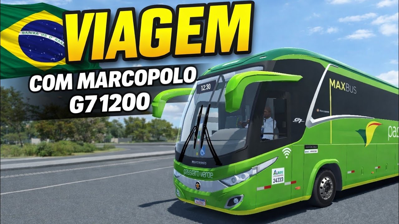 Viagem nova com marcopolo G7 1200 com a skin da passaro verde world bus driving simulator 🚌🚍🧳