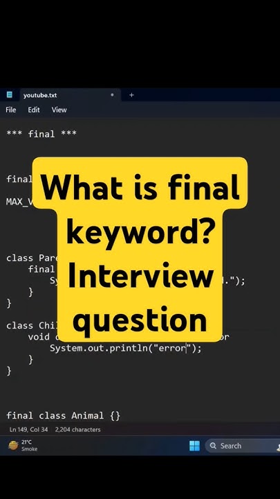 Final keyword in java #coding #interview #shorts - YouTube